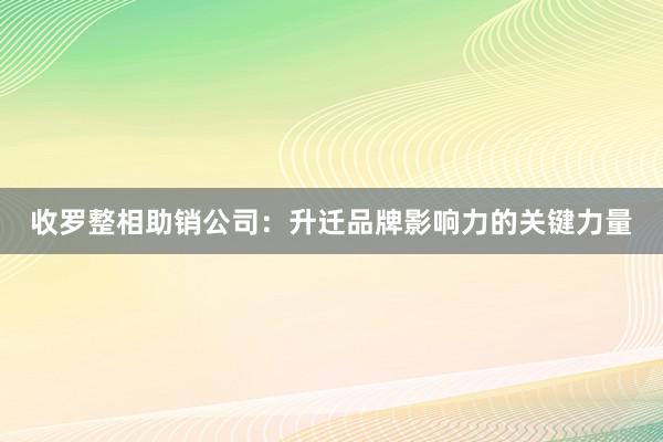 收罗整相助销公司：升迁品牌影响力的关键力量
